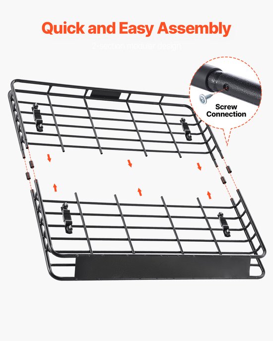 Panier de toit de voiture (1095 x 1270 x 105 mm) - Panier de toit universel en acier inoxydable avec une capacité de charge jusqu'à 68 kg, idéal pour les SUV et les camions.