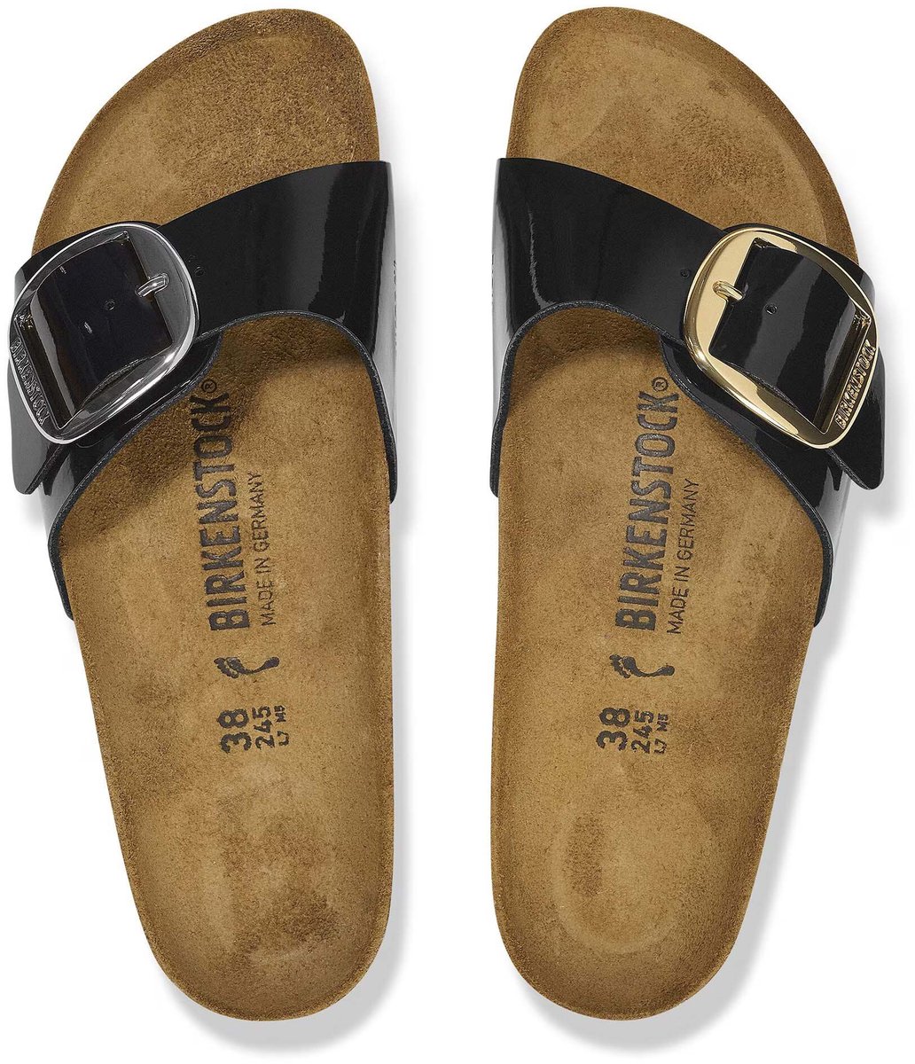 Birkenstock Madrid Slippers Met Grote Gesp Fashion Wear Vrouwen Zwart