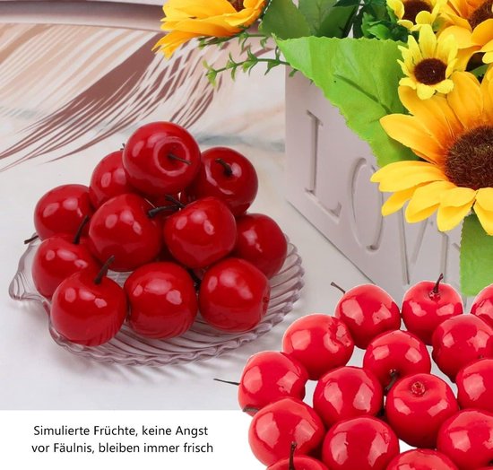 Placemats - 6 stuks - 45x30 cm - Placemat kunststof - Kersen - Rood - Mozaïek