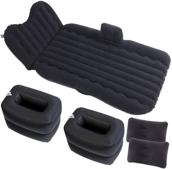 Matelas gonflable pour voiture - Matras pour voiture - Opblaasbaar - Incl. Coussins - Idéal pour le camping - Matelas gonflable pour voiture - Lit arrière - Voyages - Camping - Matelas de couchage pour voiture - Zwart