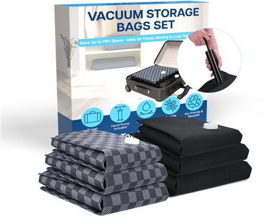 Unyqoos® Vacuümzakken voor Reizen met Extra Opslagcapaciteit, Zwart, Modern Ontwerp
