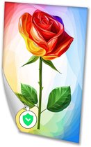 Moderne kleurrijke roos illustratie - Roos poster - Muurdecoratie bloemen - Digital Art - Wanddecoratie kinderkamer - Kunstposters - poster 80x120 cm