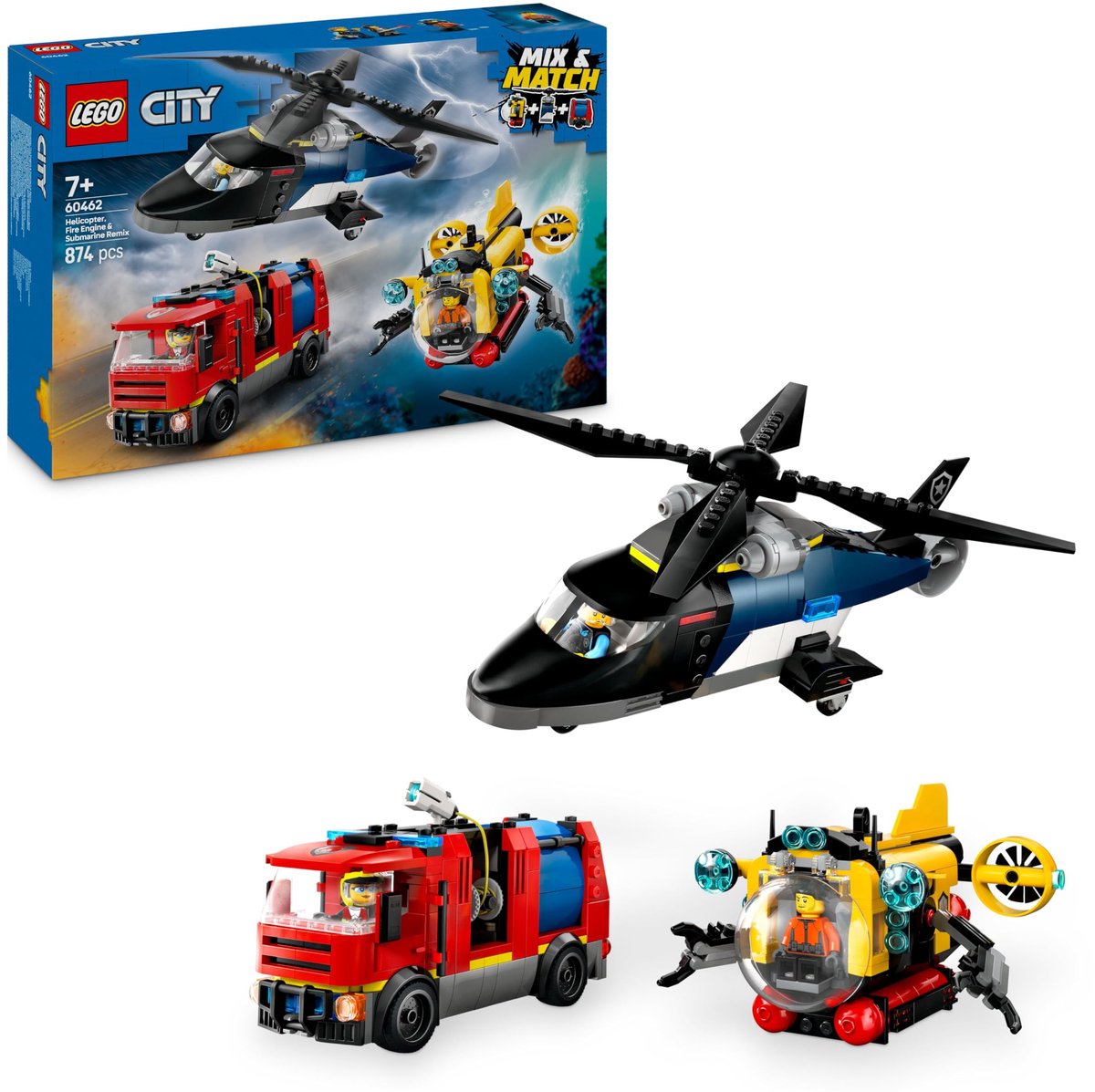 LEGO City Helikopter brandweerauto en onderzeeër remix - 60462 — afbeelding 2