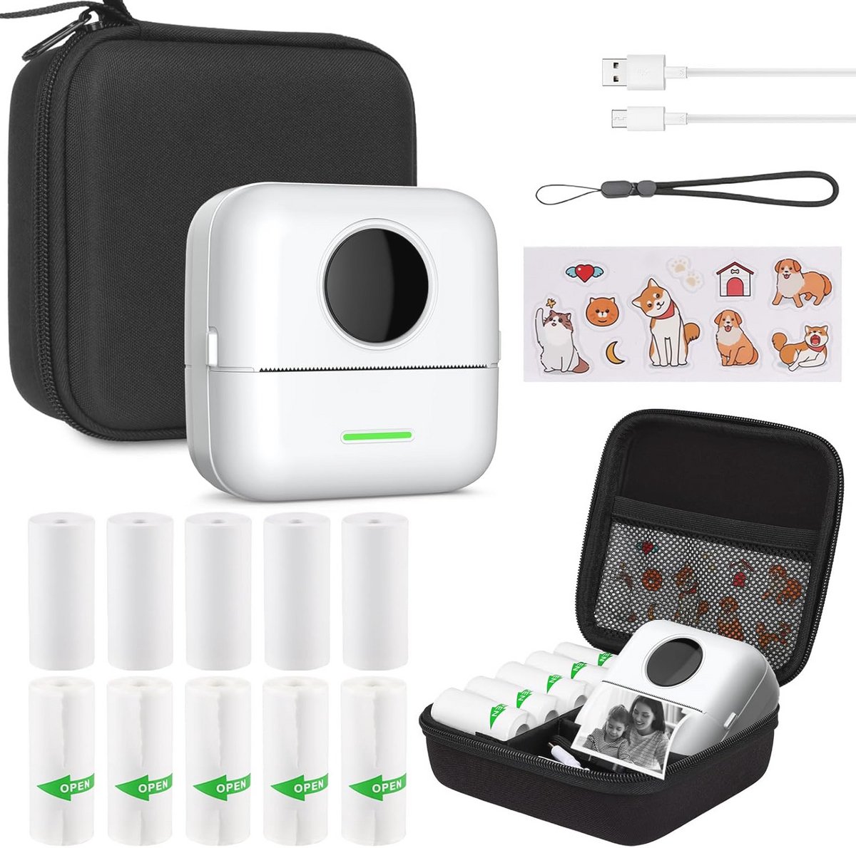 Draagbare Mini Fotoprinter met Bluetooth en Printerpapier voor Notities en Dagboeken