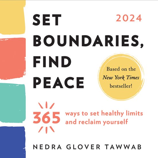 Boekomslag: SET BOUNDARIES, FIND PEACE 2024. 365 manieren om gezonde grenzen te stellen. Gebaseerd op New York Times bestseller.