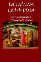 Boek 'La Divina Commedia' met illustraties van de hel, louteringsberg en het paradijs.