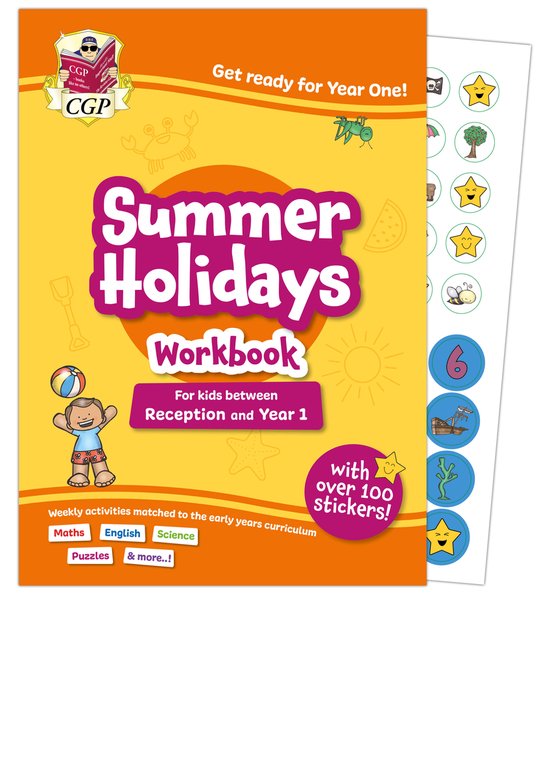 CGP Holiday Workbooks- CGP Summer Holidays Activity Workbook - for kids between Reception and Year 1 (ages 4-5)