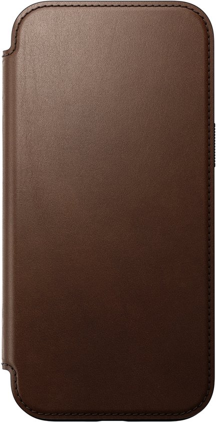 Coque Nomad adaptée à Apple iPhone 16 Pro Max | Folio en cuir moderne | Compatible avec MagSafe et le chargement sans fil | Book Case avec porte-cartes | Cuir véritable | Marron