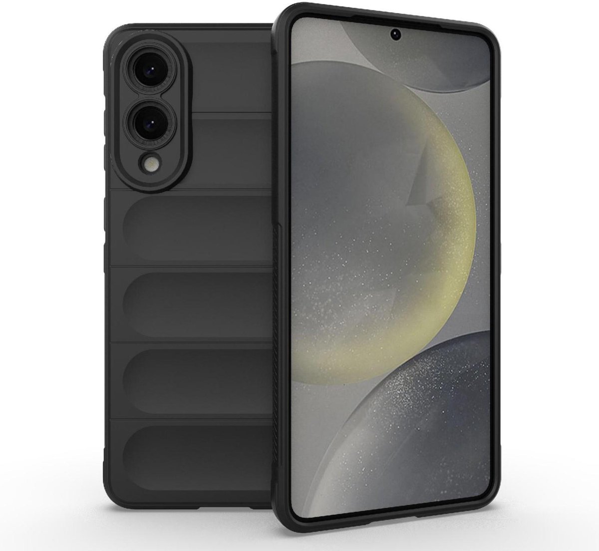 Mobigear Hoesje geschikt voor Samsung Galaxy S25 Edge Telefoonhoesje Flexibel TPU | Mobigear Bumpy Backcover | Galaxy S25 Edge Case | Back Cover - Zwart