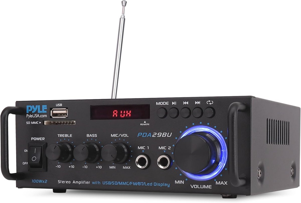 Draadloze Bluetooth Audio Versterker - 200W Karaoke en Home Cinema Systeem met RCA, USB, SD en Microfooninvoer