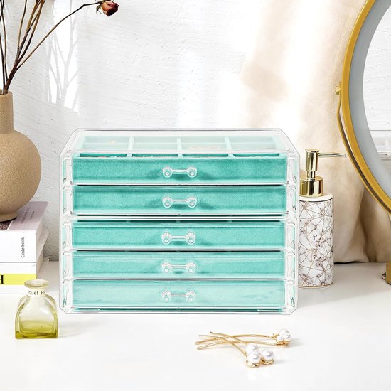 Frebeauty Acryl Sieraden Organizer Oorbel Organizer Doos met 5 Laden Oorbel Houder Organizer met Fluwelen Trays Clear Sieraden Doos voor Vrouwen Oorbellen Display voor Ringen Studs (zwart Frebeauty Acryl Sieraden Organizer Oorbel Organizer Doos met 5 Laden Oorbel Houder Organizer met Fluwelen Trays Clear Sieraden Doos voor Vrouwen Oorbellen Display voor Ringen Studs (zwart