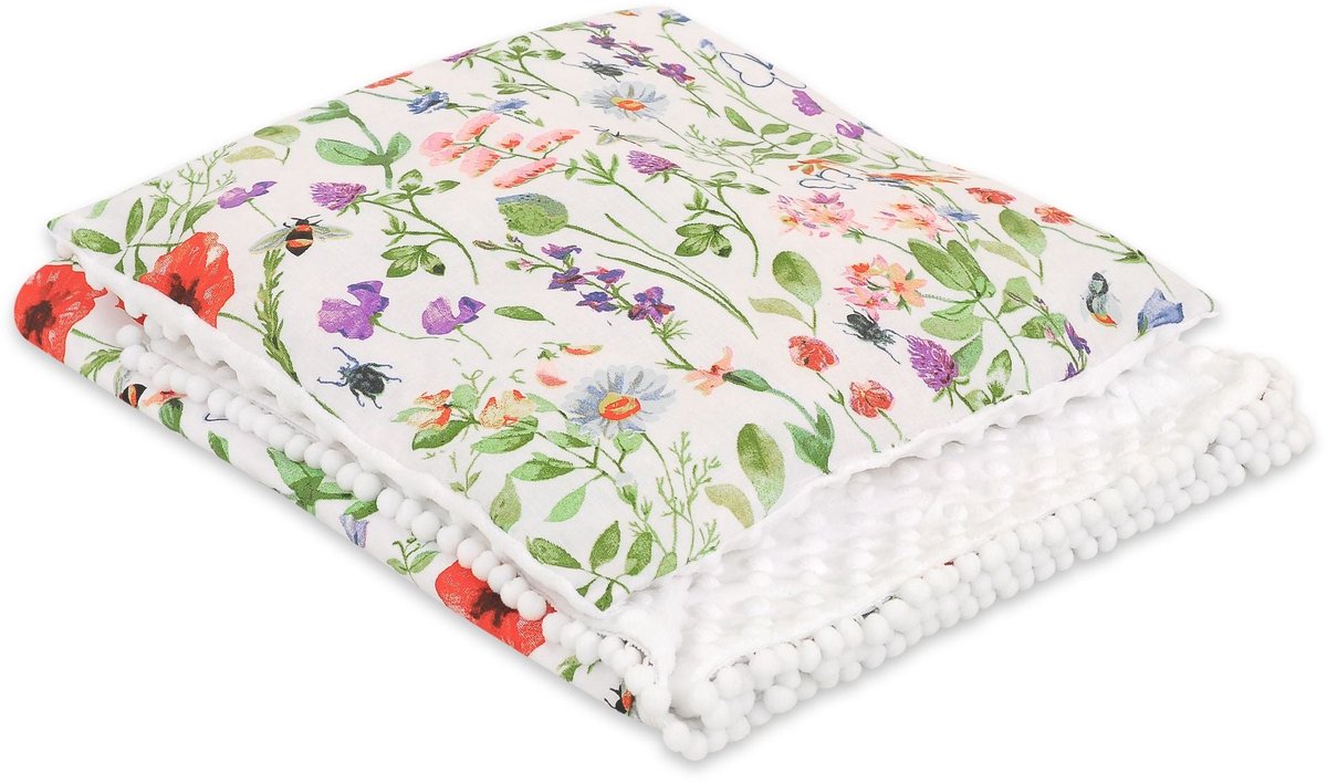 Set: Dubbelzijdige deken minky + kussen- Meadow