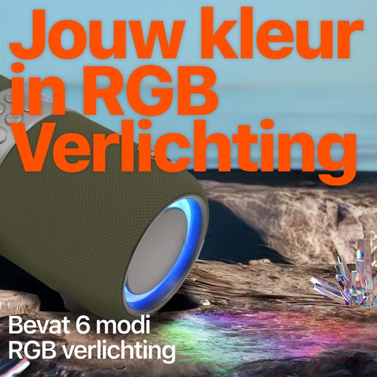 Xssive BSP05 Premium Bluetooth Speaker - 30W Vermogen - IPX6 Waterdicht - TWS Technologie - RGB Verlichting - Powerbank Functie - Groen van Xssive — afbeelding 3