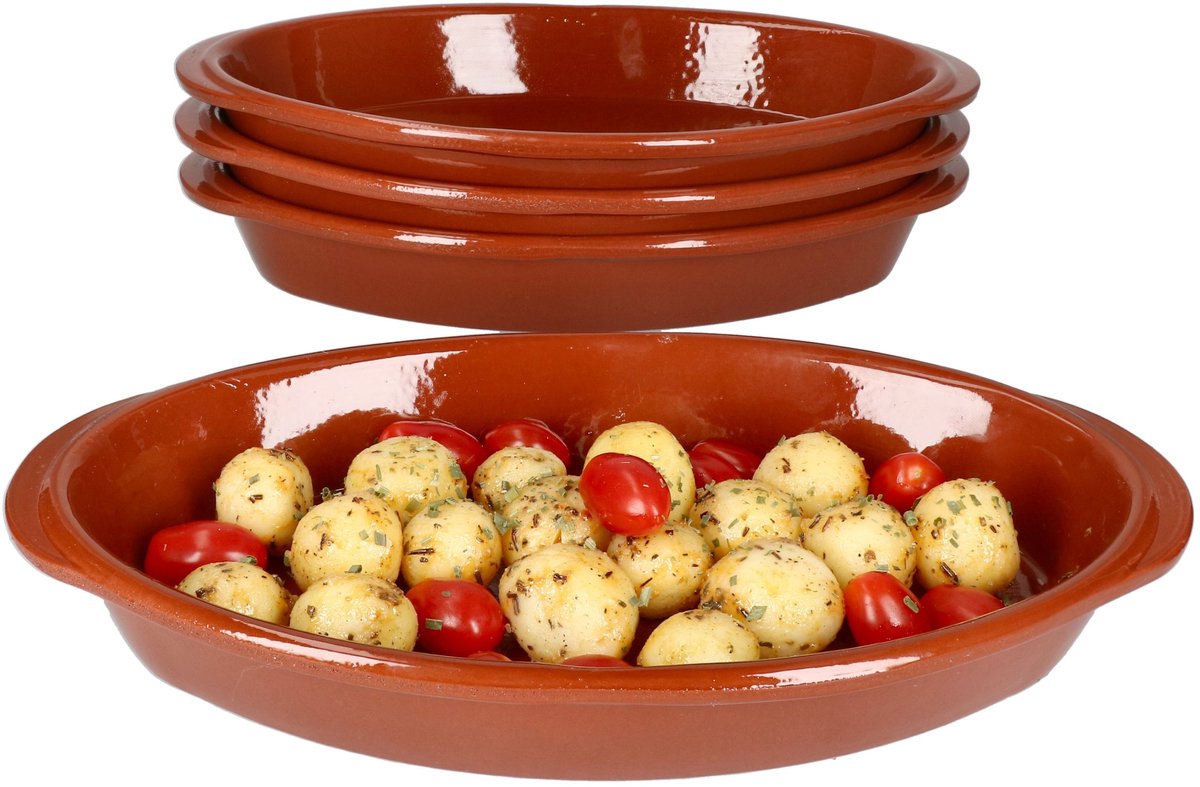 Set van 4 ovale ovenschalen Boris klei 32x18cm M 99519