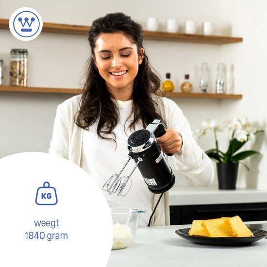 Westinghouse Retro Handmixer - Zwart - 350W - Incl. Gardes En Deeghaken van Westin — afbeelding 3