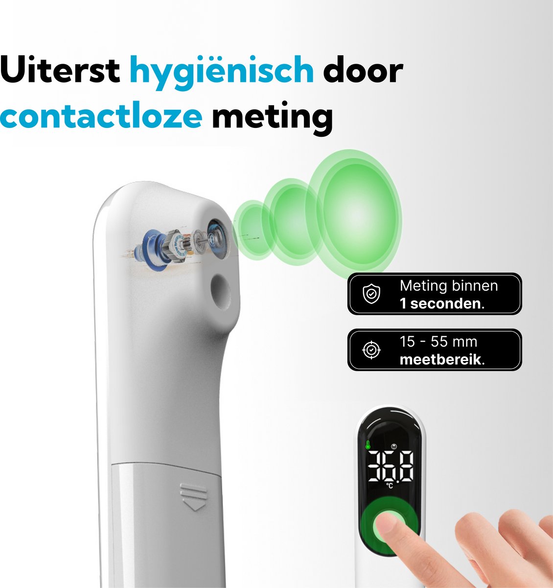 InnovaLive® Koortsthermometer Voorhoofd – Contactloos Infrarood – voor Baby's, Kinderen & Volwassenen – Digitaal – USB-C Oplaadbaar — cadeau in Cadeau-ideeën - foto 3