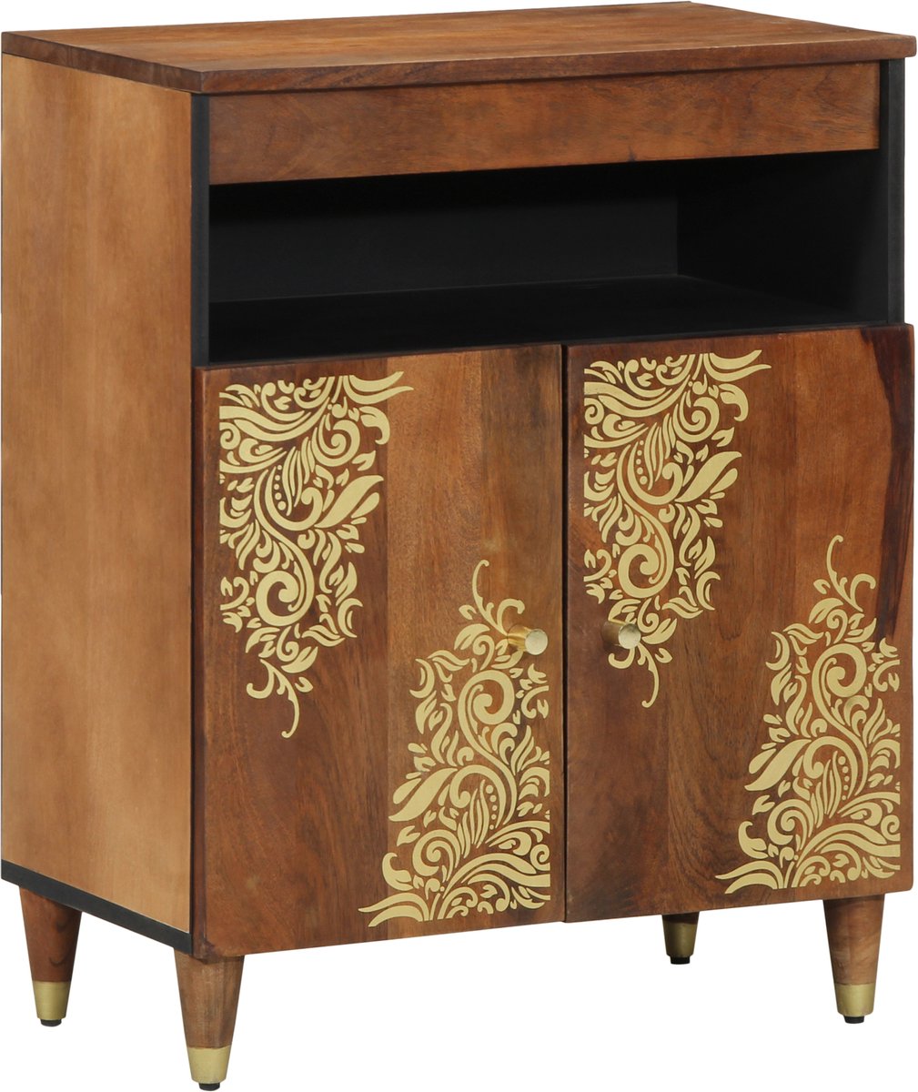 vidaXL - Dressoir - met - plank - Bruin - 60 - x - 33 - x - 75 - cm - Massief - Mango - Hout