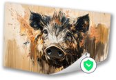 Expressief portret van een wildzwijn - Wild zwijn poster - Wanddecoratie zwijn - Expressionisme - Poster retro - Decoratie kamer - poster 60x40 cm