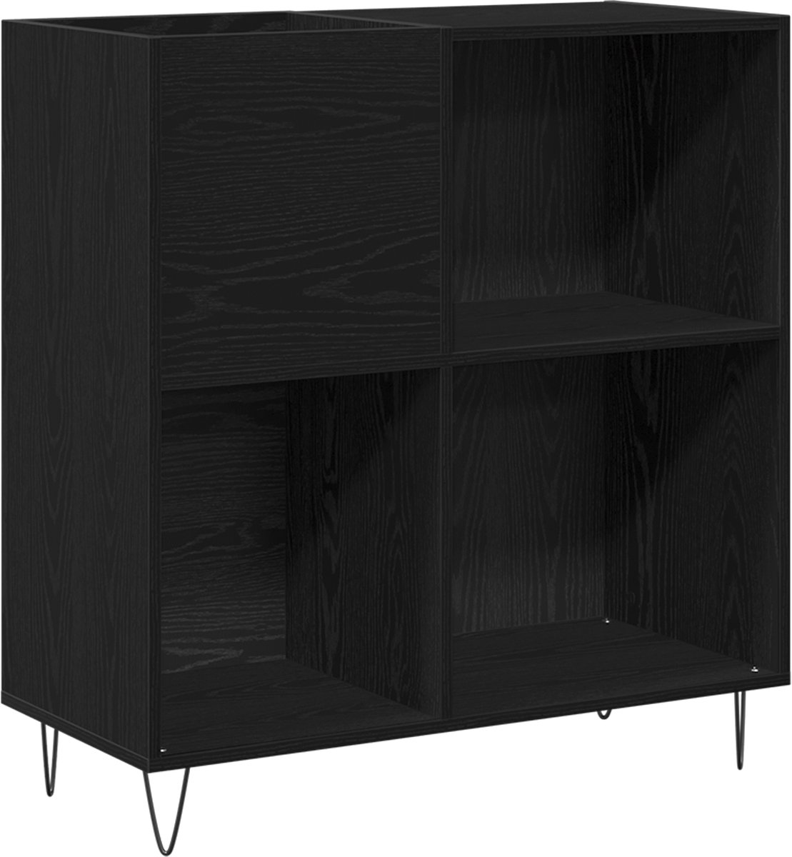 vidaXL - Platenkast - met - plank - Zwart - Eiken - 85 - x - 38 - x - 89 - cm - Bewerkt - hout