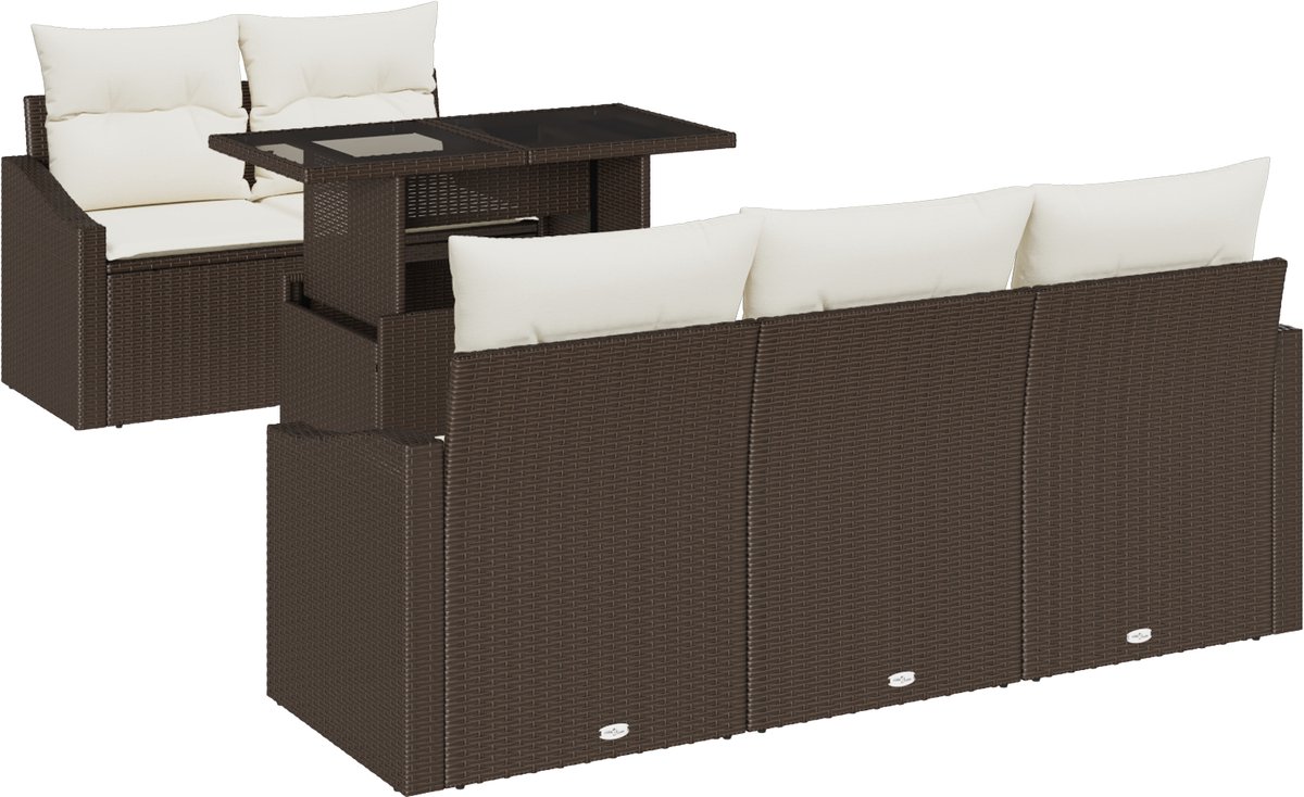 vidaXL Tuinbank - Set - 6 - st - Bruin - poly - rattan