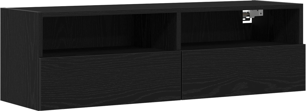 Loft wandmeubel woonkamer 180 cm eiken artisan zwart met vitrinekast, plank en staande TV-kast Loft wandmeubel woonkamer 180 cm eiken artisan zwart met vitrinekast, plank en staande TV-kast