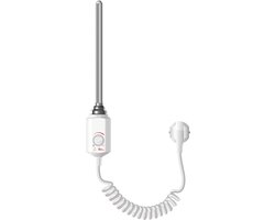 ECD Germany verwarmingselement verwarming cartridge 300w met thermostaat elektronische temperatuurregelaar voor badkamer radiatoren 1/2" wit roestvrij staal elektrisch verwarmingselement handdoekdroger verwarmingspatroon verwarmingslans