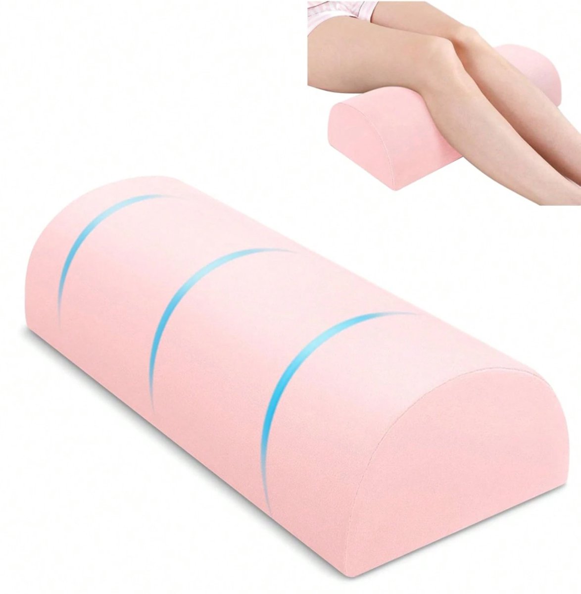 S&E Ergonomisch Halve Maan Kussen – Ondersteuning voor Benen, Knieën en Onderrug - Roze