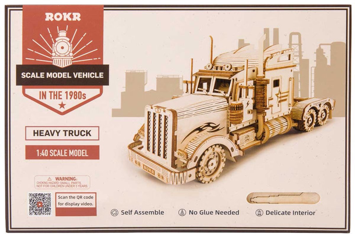 Robotime Modelbouwpakket Heavy Truck 22,4 Cm Hout 286-delig — afbeelding 3