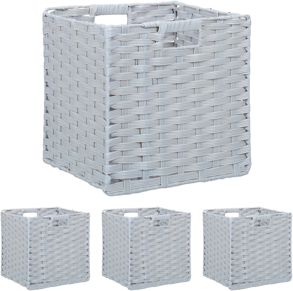 opbergmand badkamer - set van 4 - 25 liter - speelgoed - opvouwbaar - grijs