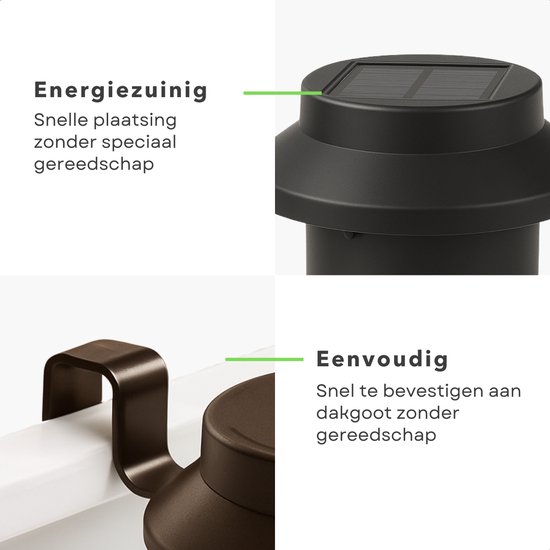 6 stuks] Dakgoot zonne-verlichting Waterdichte zonnetuin wandlamp Dakgoot verlichting, zonne-pad licht voor thuis, hek, tuin