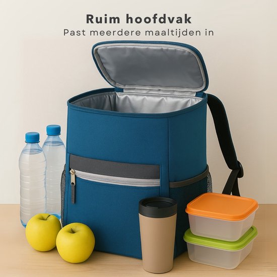 Cheqo® Koelrugtas 12L - Koelrugzak - Koeltas - Lunchtas - Picknicktas - Donkerblauw - Isolerende Rugzak voor Picknick - Compact en Waterdicht van Cheqo — afbeelding 2