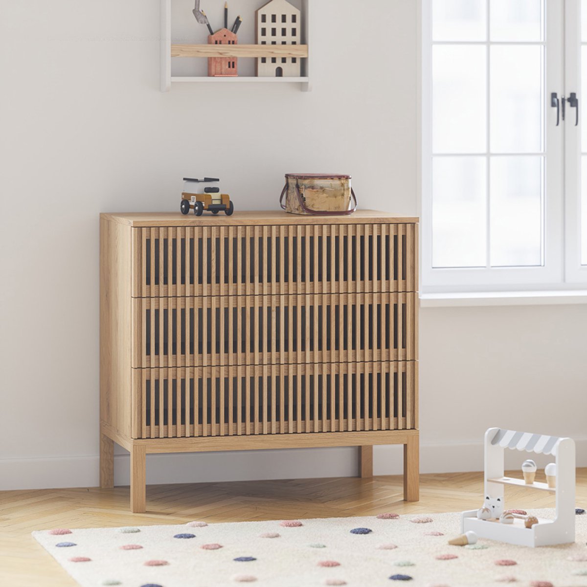 Petite Amélie Commode Japandi – Naturel – Met 3 ruime lades & soft-close systeem – Handgemaakt in Europa