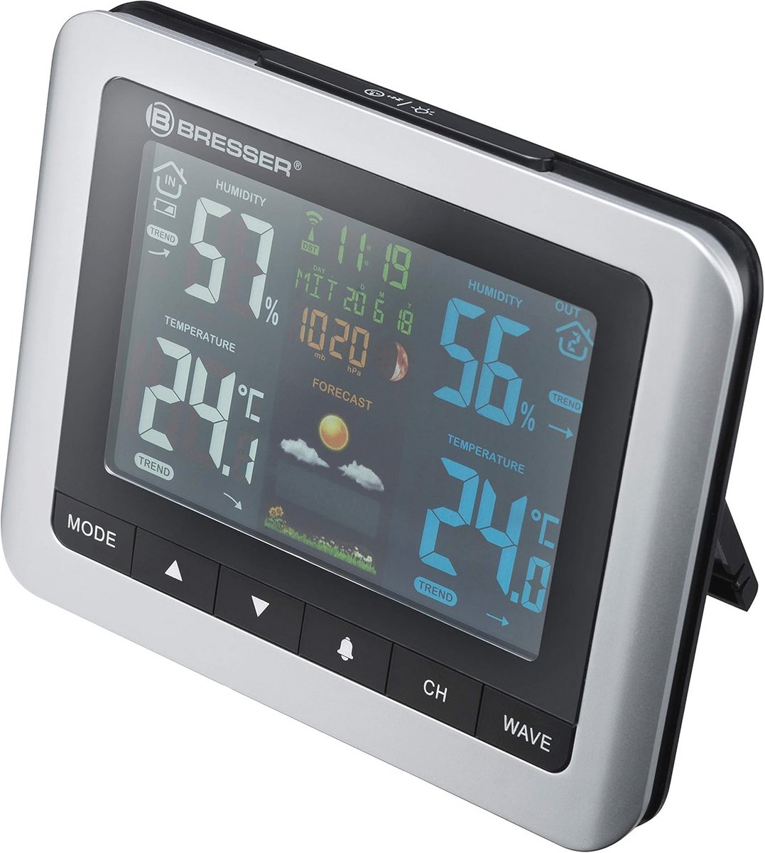 Draadloos weerstation met buitensensor en meerfuncties voor temperatuur, luchtvochtigheid, luchtdruk en weersvoorspelling
