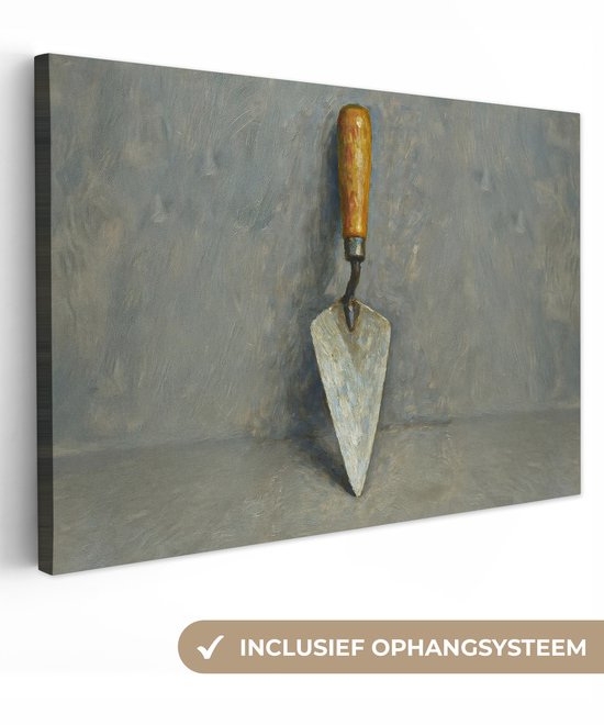 Canvas schilderij 120x80 cm - Exclusieve wanddecoratie Troffel - Verf - Gereedschap - Muurdecoratie woonkamer - Slaapkamer decoratie - Kamer accessoires - Schilderijen op canvas