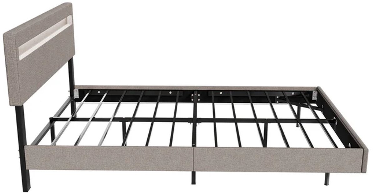 Zwevend bed Lissabon - 140x200cm - Kunstleer - Incl. LED - Beige