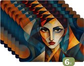 Napperons - 6 pièces - 45 x 30 cm - Sets de table en plastique - Portrait - Abstrait - Formes - Dessous de Assiettes - Décoration de table - Accessoires de décoration de table de Cuisine - Dessous de plat en Vinyl - Décoration de table