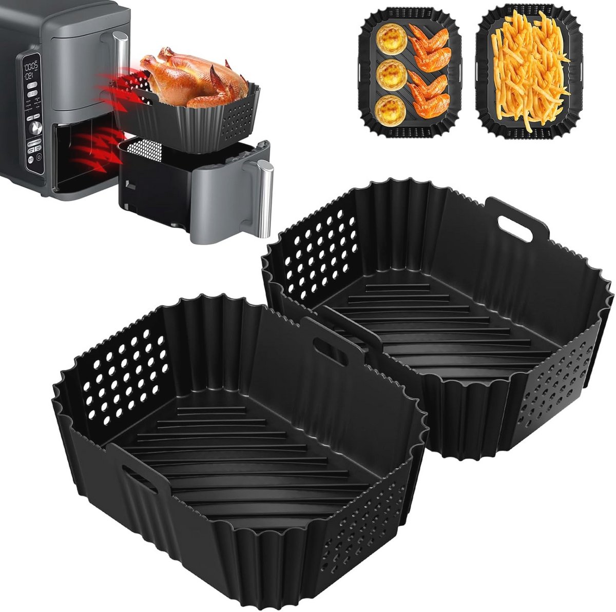 Siliconen luchtfriteuse voeringen voor XL Air Fryer - Herbruikbare accessoires