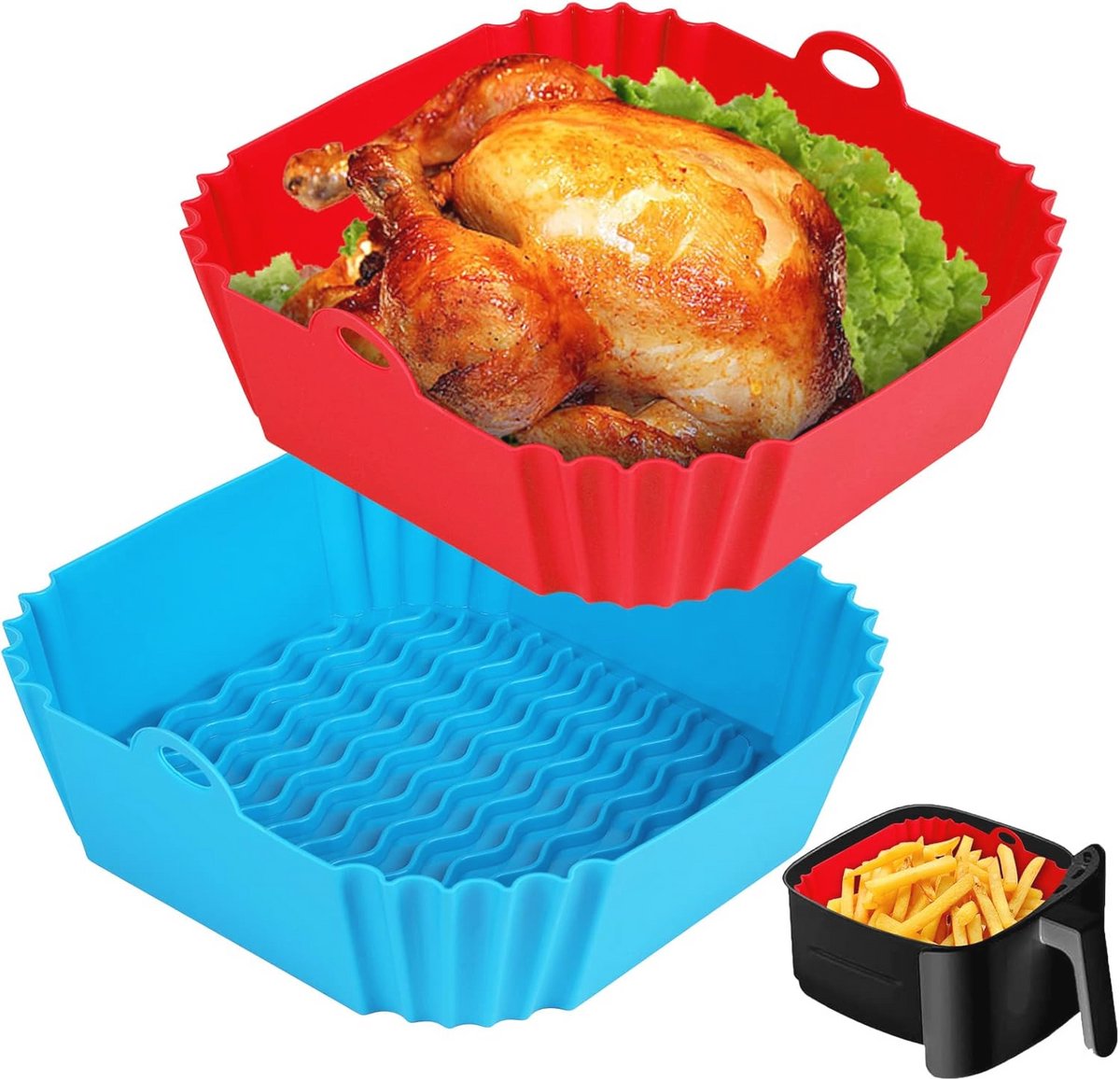 Herbruikbare Siliconen Luchtfriteuse Voeringen - 20 cm - Geschikt voor 4 tot 7 QT Air Fryers