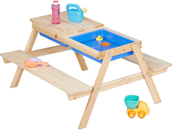 Houten picknicktafel kinderen – 2 teiltjes – 50 x 89 x 86 cm