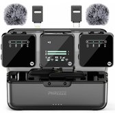 Bol.com Draadloze Lavalier Microfoon Set - Geschikt voor iPhone Android & Camera - Incl. Oplaadcase Dasspeld Windkap TRS-kabel &... aanbieding