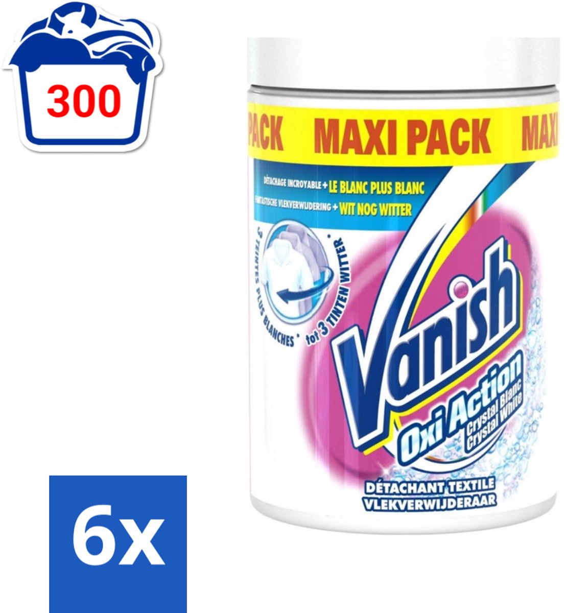 Vanish Oxi Action - Vlekkenverwijderaar Poeder - Witte Was - Maxi Pack - 1 Kg - Voordeelverpakking - 6 stuks