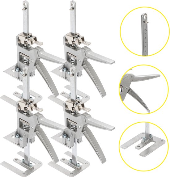 Handkrik 4pcs Meubellifter Meubelverplaatser Platenlift Badkamer Armlifter Arbeidsbesparende Arm Platenliften Tot 150kg, verstelbaar 0cm-14,5cm
