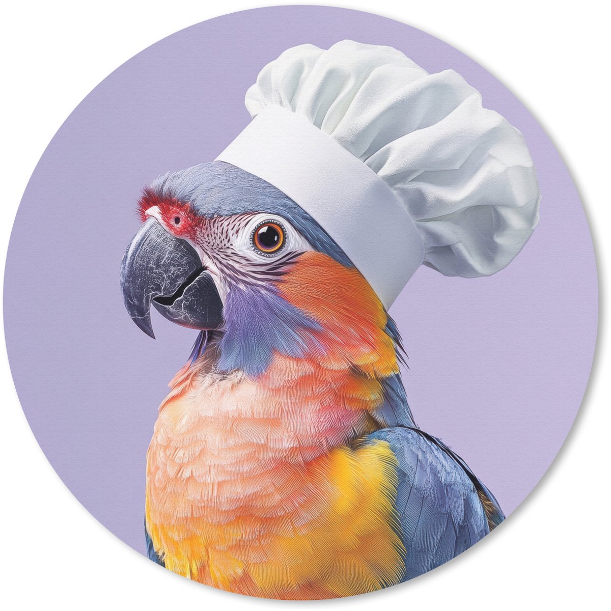 Muismat rond 30x30 cm - Mousepad Papegaai - Koksmuts - Paars - Cute - Ronde muismatten
