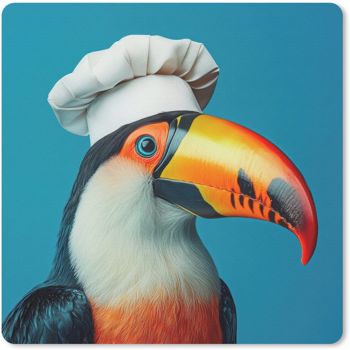 Muismat 20x20 cm - Mousepad Toekan - Papegaai - Vogel - Koksmuts - Muismatten