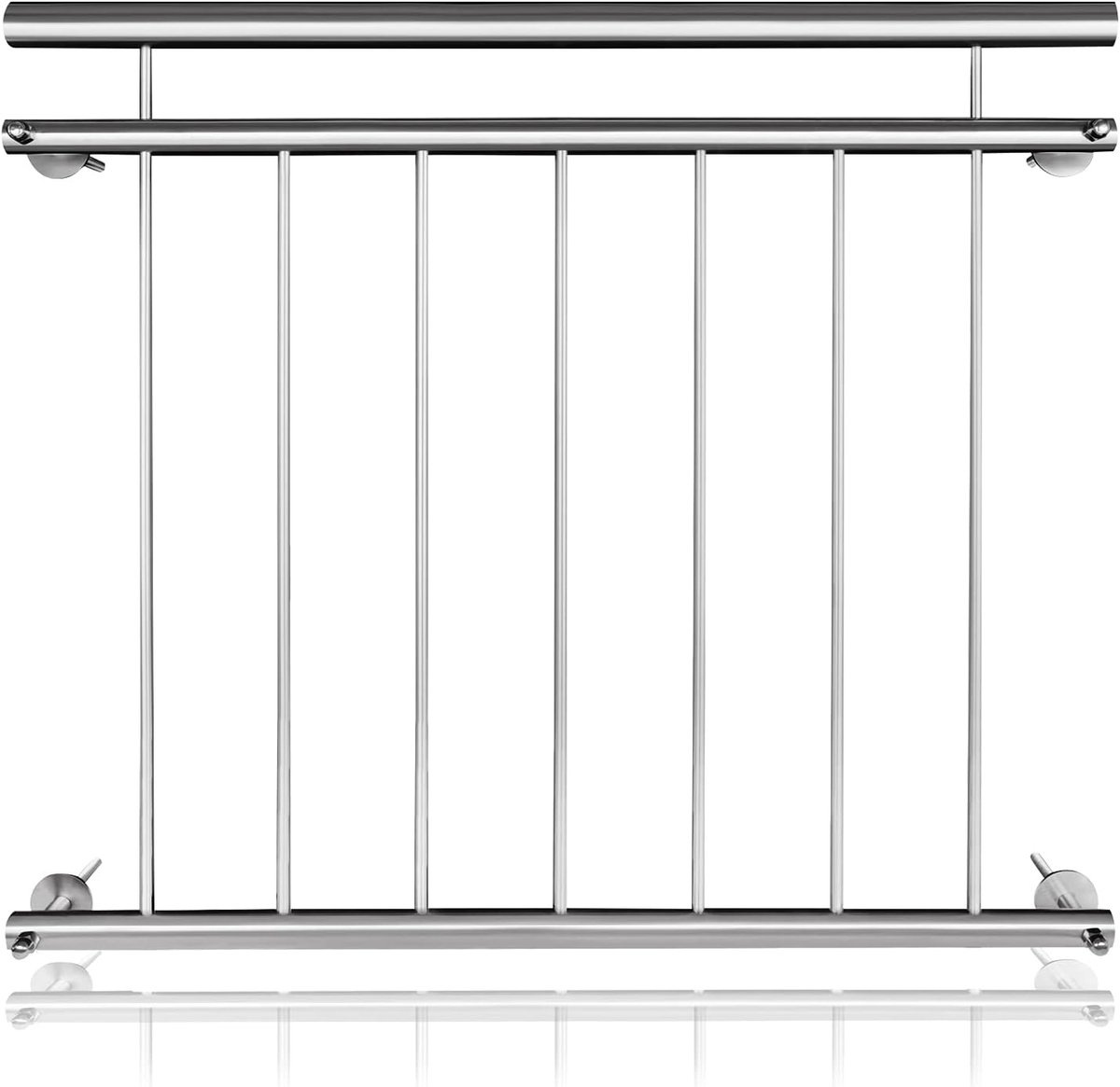 Aufun Frans Balkon Rvs Reling 100 X 90 Cm Terrasreling Met 7 Vulstaven, Balkonreling Balustrade Balustrade Raamreling Buiten Raamreling Raambescherming