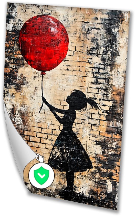 Meisje met rode ballon - Ballon poster - Poster meisje - Street Art - Wanddecoratie kinderkamer - Posterprints - poster 50x70 cm
