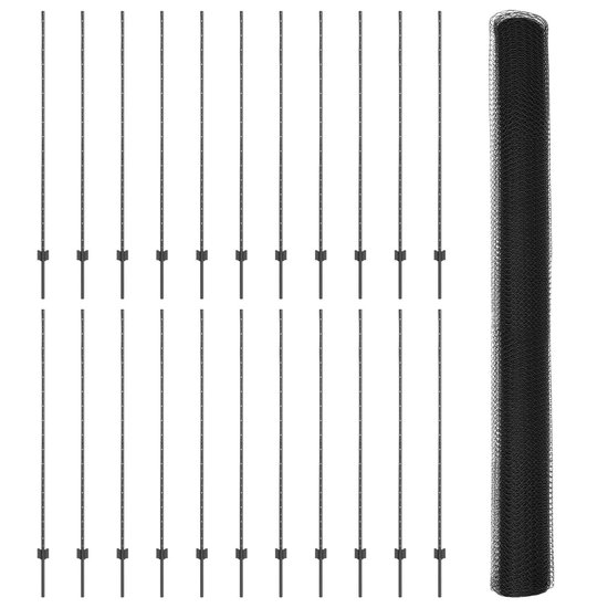 Fence Posts 22 Pcs U-Channel Grey 150 Cm Steel Hexagon Fence Grey 1.5x50 M Steel | UK - View #10