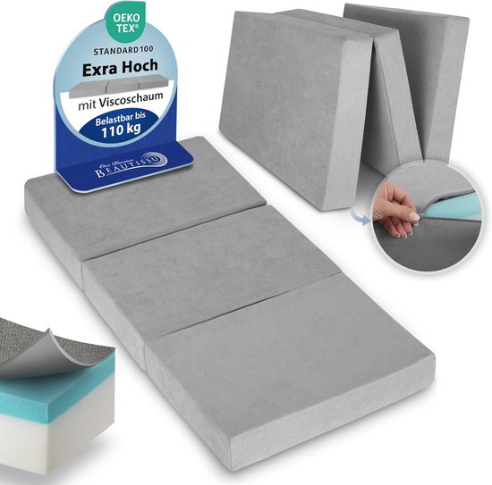 Odolplusz Premium Vouwmatras opvouwbaar opklapbaar gastenmatras - Gemaakt in de EU - 200x120x10cm - te gebruiken als matras voor gastenbed (grafiet
