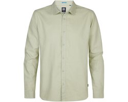 Petrol Industries - Heren Effen linnen overhemd Tealline - Groen - Maat M