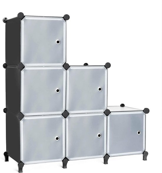 GIANTEX Boekenkast, staand rek met 1 lade en 3 kubussen, 60 x 30 x 53 cm, vrijstaand kubusrek voor woonkamer, werkkamer, kantoor (zwart